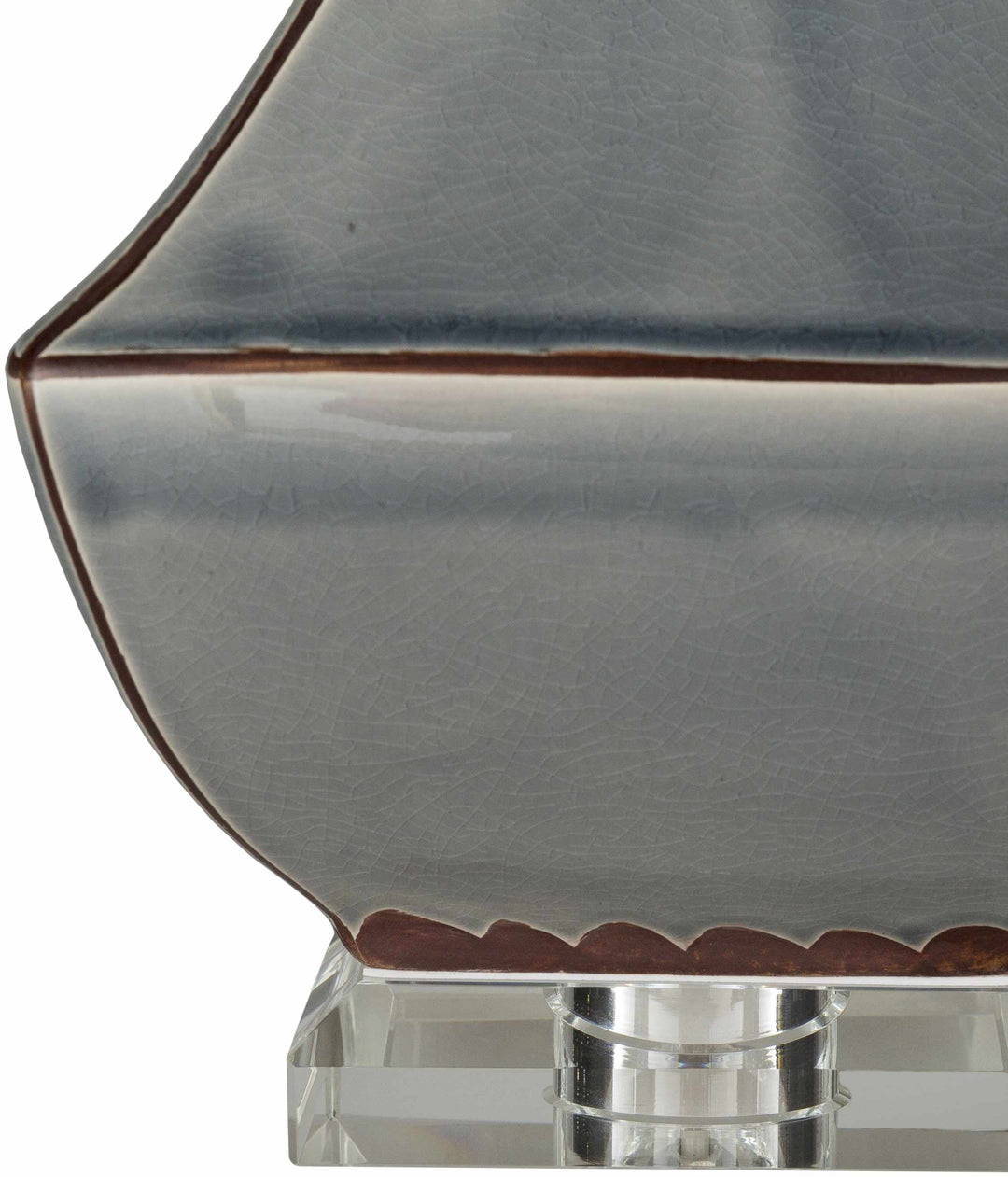 Kalilangan Gray Ceramic Table Lamp – Traditional Accent Lighting with Faux Silk Shade