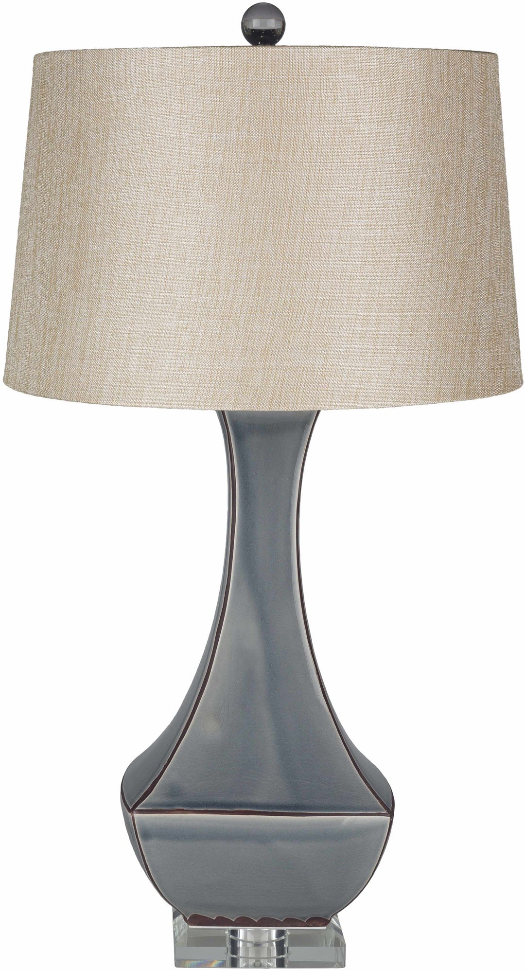 Kalilangan Gray Ceramic Table Lamp – Traditional Accent Lighting with Faux Silk Shade