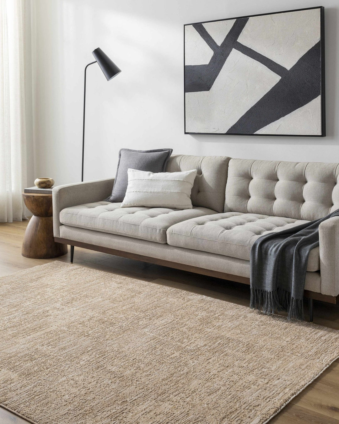 Kahua Tan Modern Solid Design Area Rug - The Rug Decor