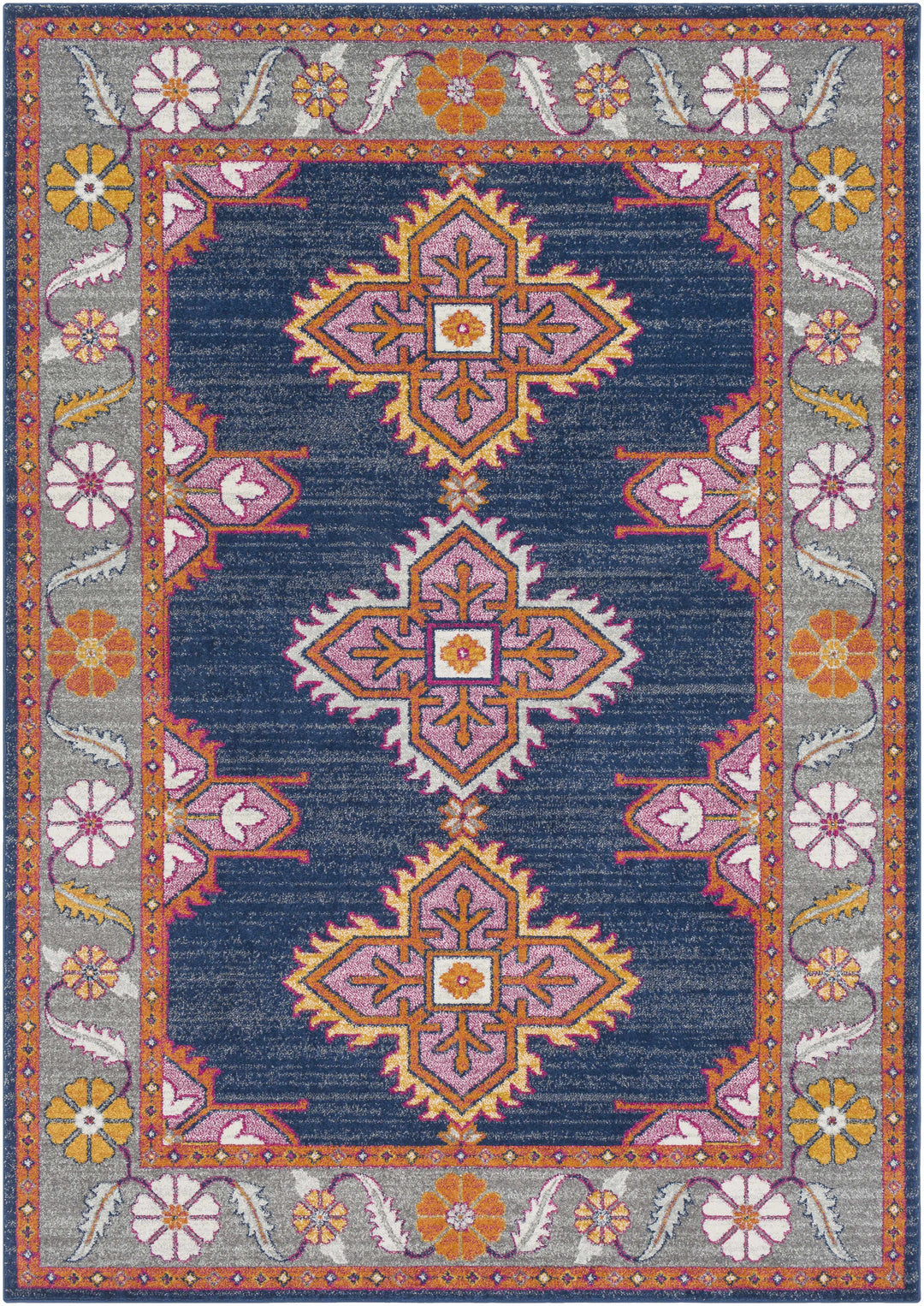 Kaitlyn Blue And Gray Traditional Style Area Rug