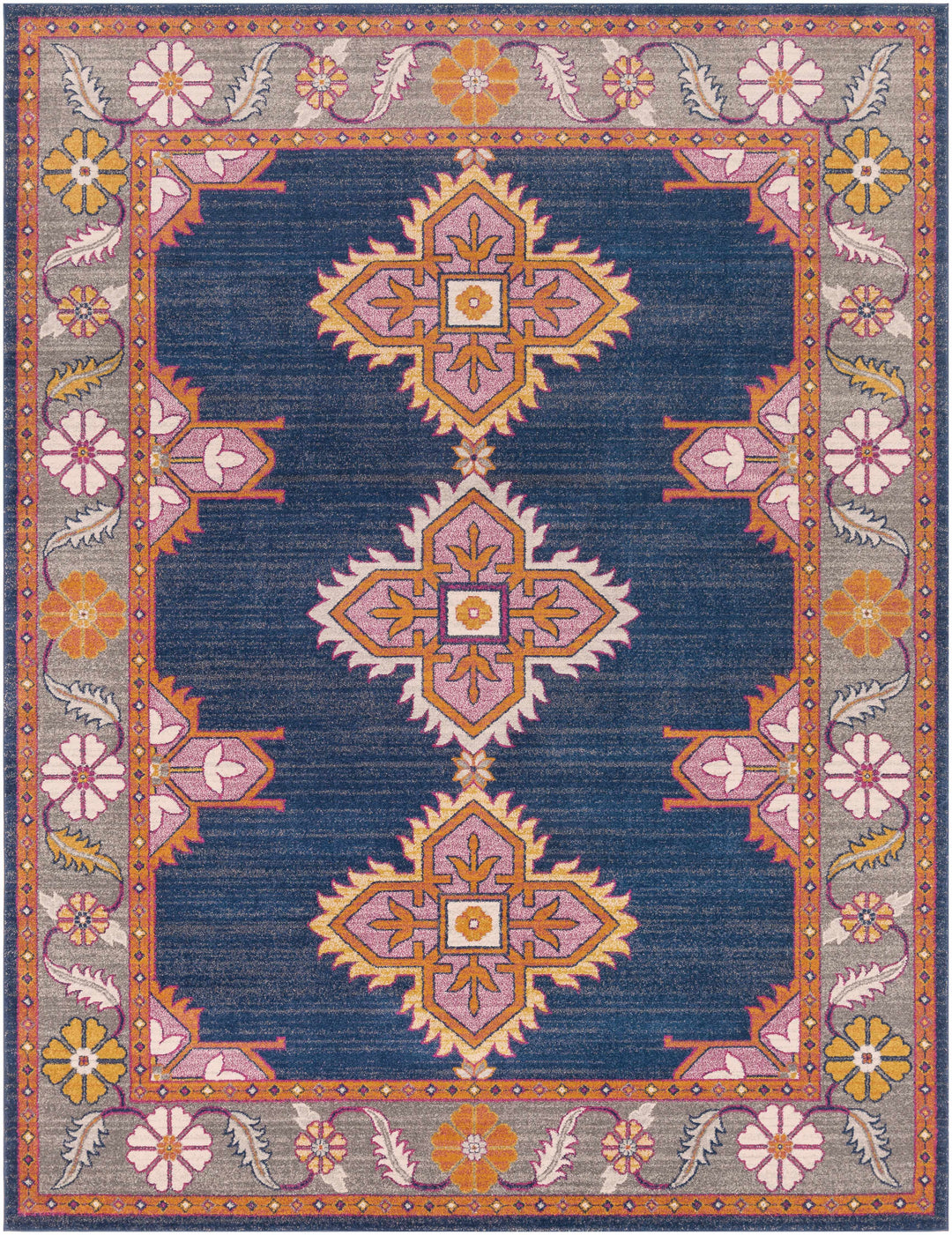 Kaitlyn Blue And Gray Traditional Style Area Rug