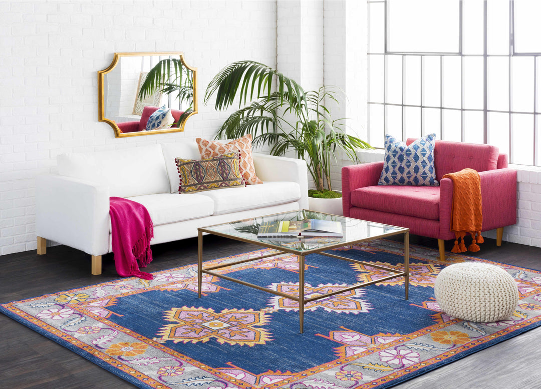Kaitlyn Blue And Gray Traditional Style Area Rug
