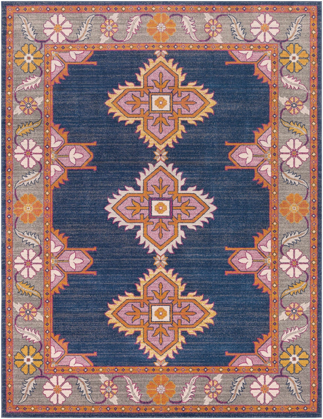 Kaitlyn Blue And Gray Traditional Style Area Rug - The Rug Decor