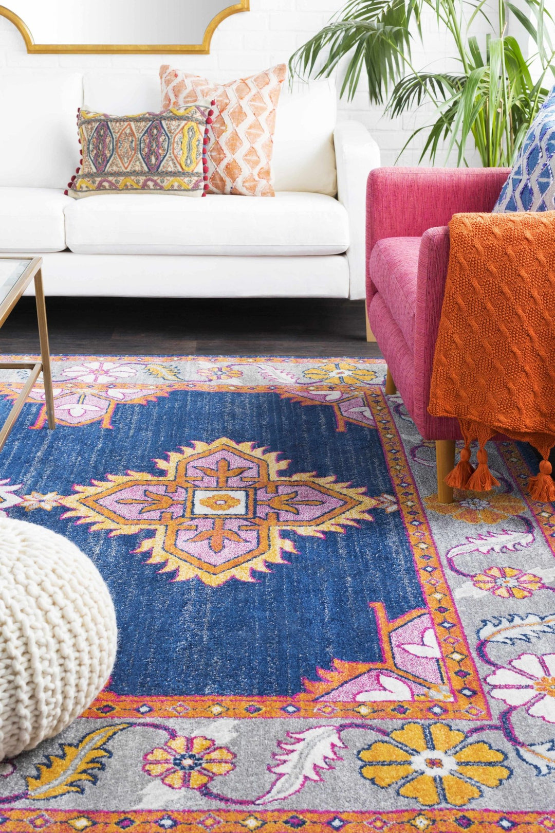 Kaitlyn Blue And Gray Traditional Style Area Rug - The Rug Decor