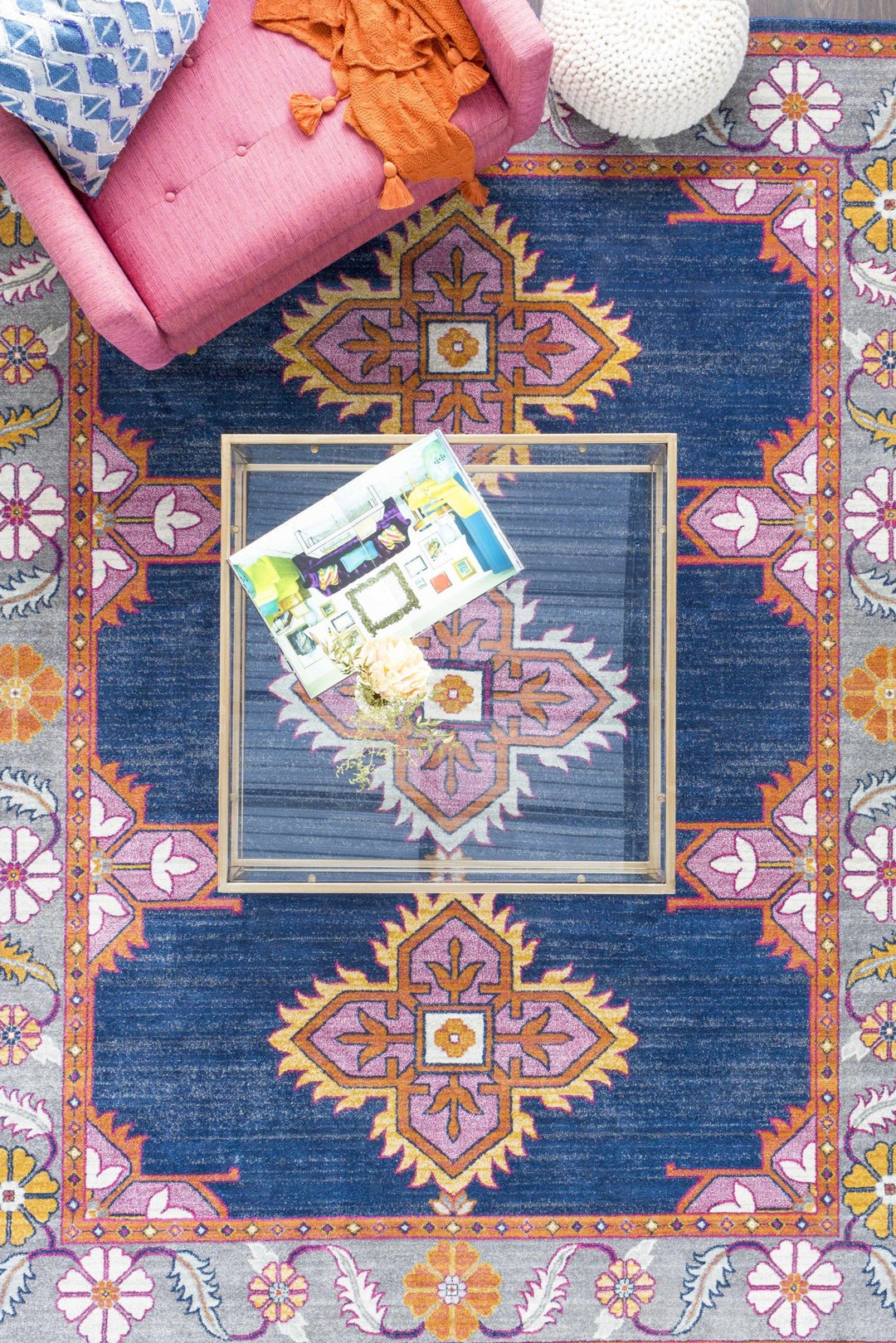 Kaitlyn Blue And Gray Traditional Style Area Rug - The Rug Decor