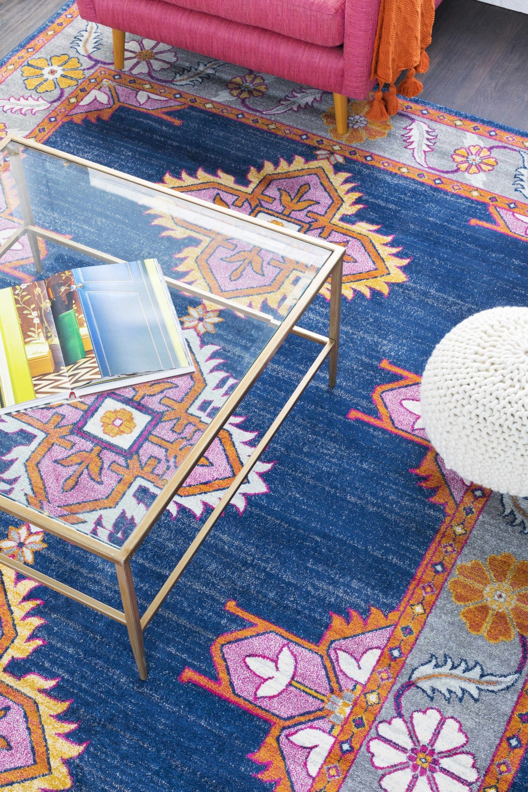 Kaitlyn Blue And Gray Traditional Style Area Rug - The Rug Decor