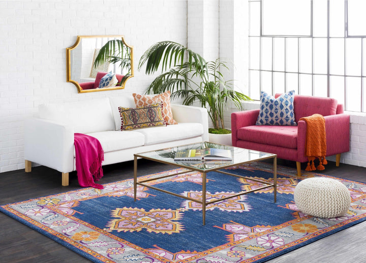 Kaitlyn Blue And Gray Traditional Style Area Rug - The Rug Decor
