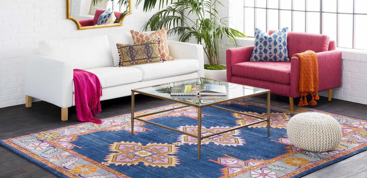 Kaitlyn Blue And Gray Traditional Style Area Rug - The Rug Decor