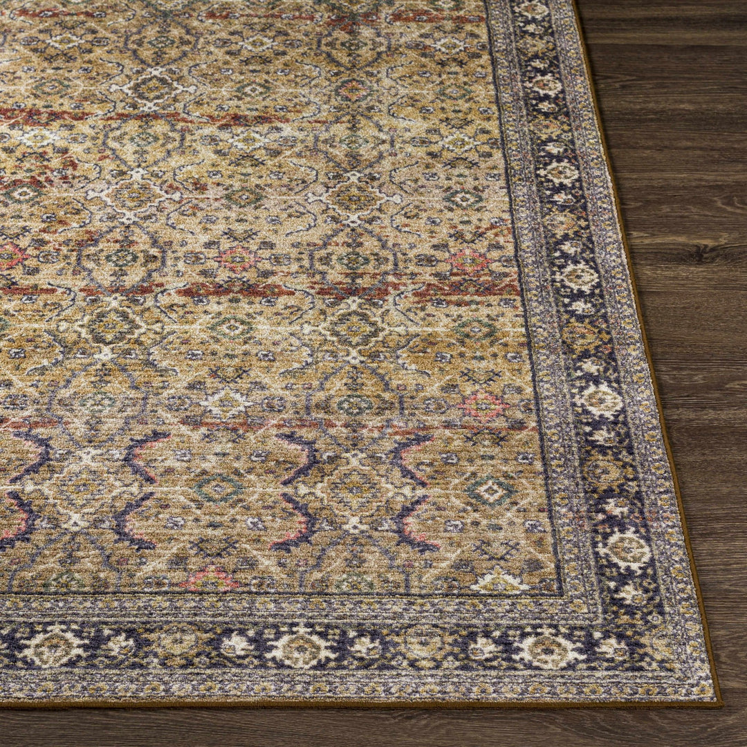 Kalbugan Brown And Blue Traditional Style Washable Area Rug - The Rug Decor