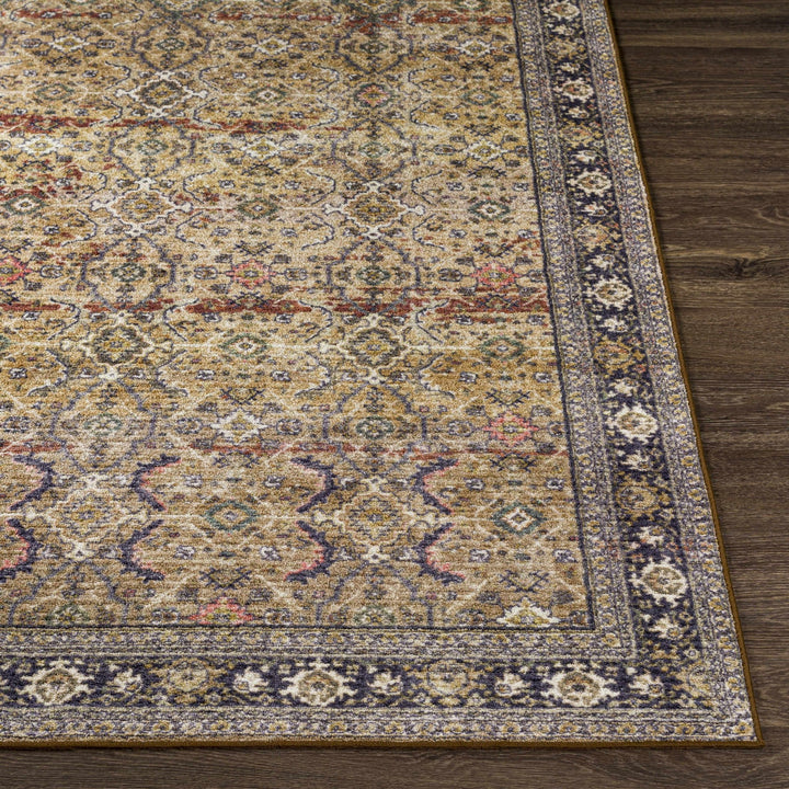 Kalbugan Brown And Blue Traditional Style Washable Area Rug - The Rug Decor