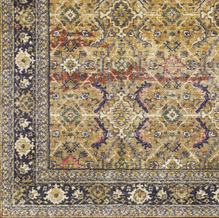 Kalbugan Brown And Blue Traditional Style Washable Area Rug - The Rug Decor
