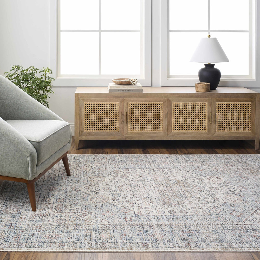 Kalei Traditional Medallion Design Beige & Blue Rug - The Rug Decor