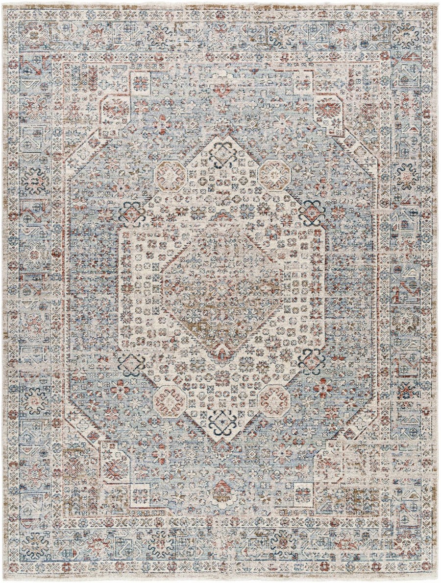 Kalei Traditional Medallion Design Beige & Blue Rug - The Rug Decor