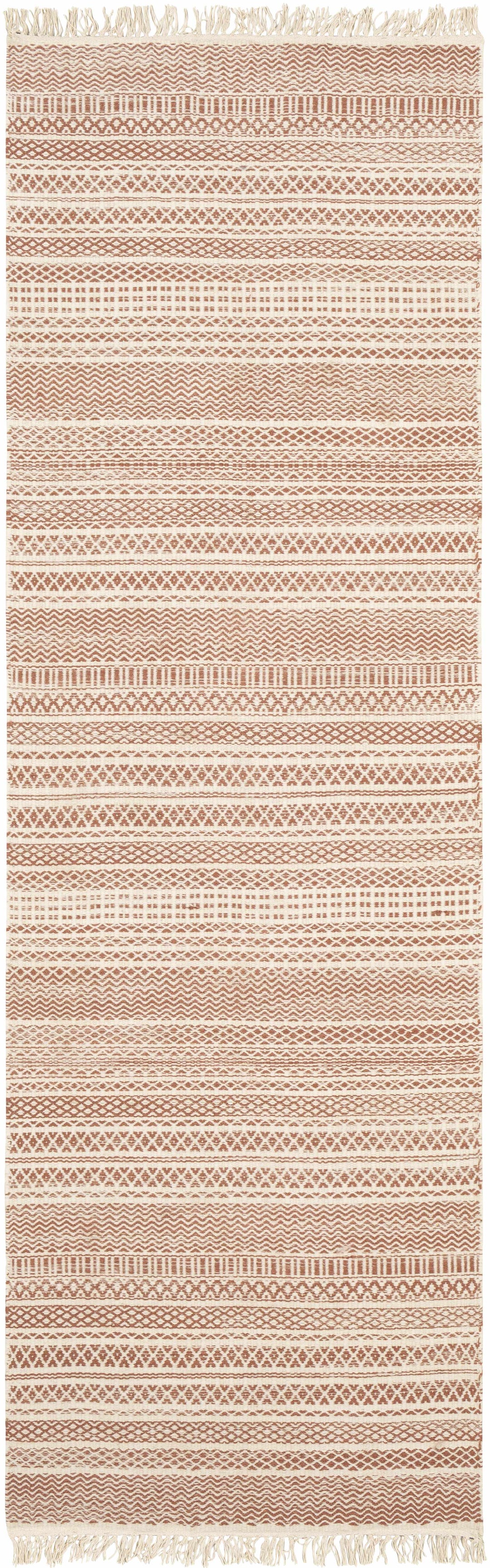 Kalinga Rust And Ivory Modern Geometrical Design Hand Woven Area Rug