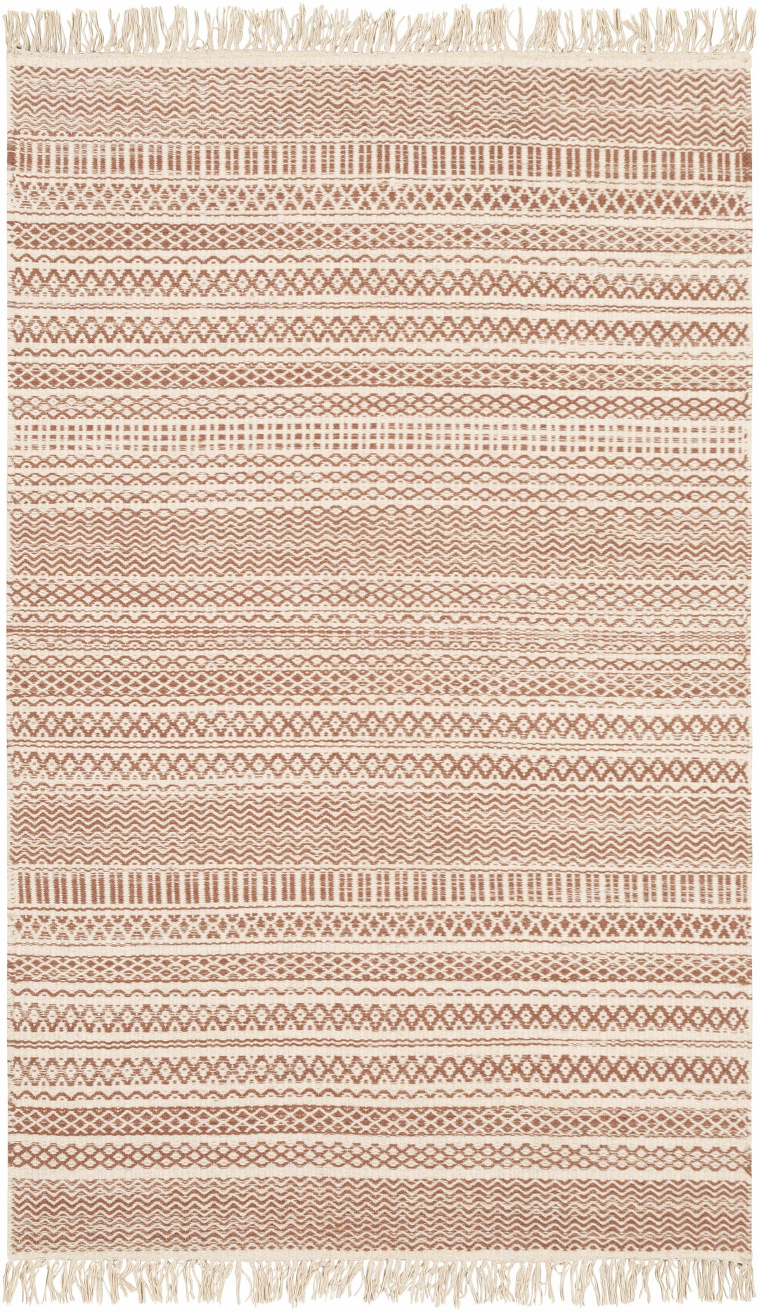 Kalinga Rust And Ivory Modern Geometrical Design Hand Woven Area Rug