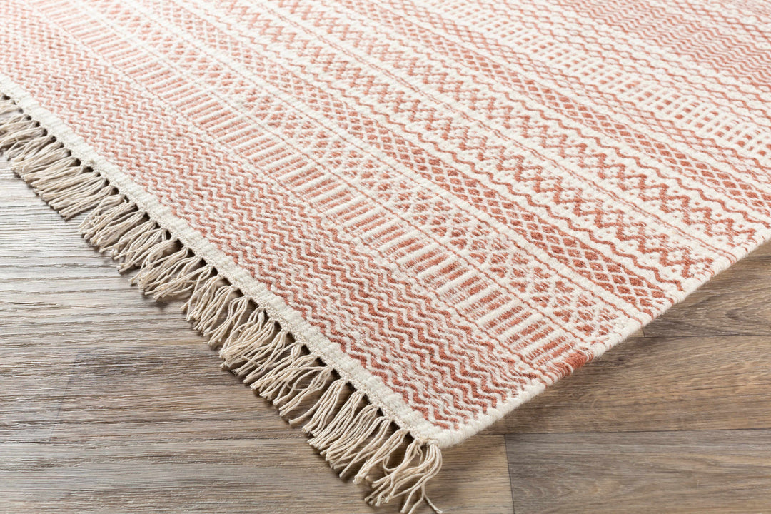 Kalinga Rust And Ivory Modern Geometrical Design Hand Woven Area Rug