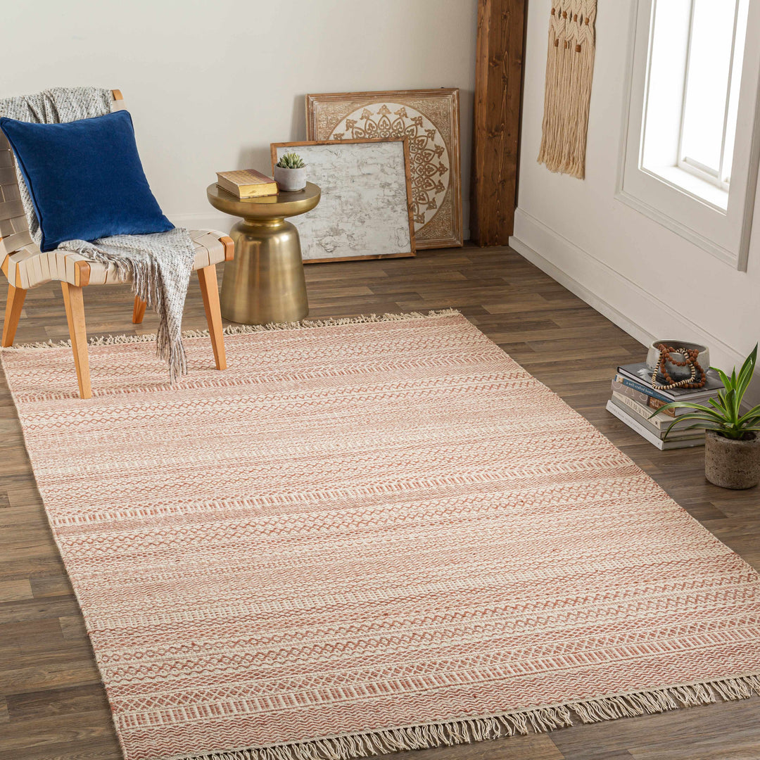 Kalinga Rust And Ivory Modern Geometrical Design Hand Woven Area Rug