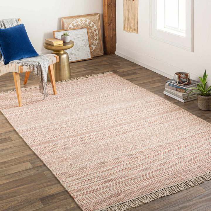 Kalinga Rust And Ivory Modern Geometrical Design Hand Woven Area Rug