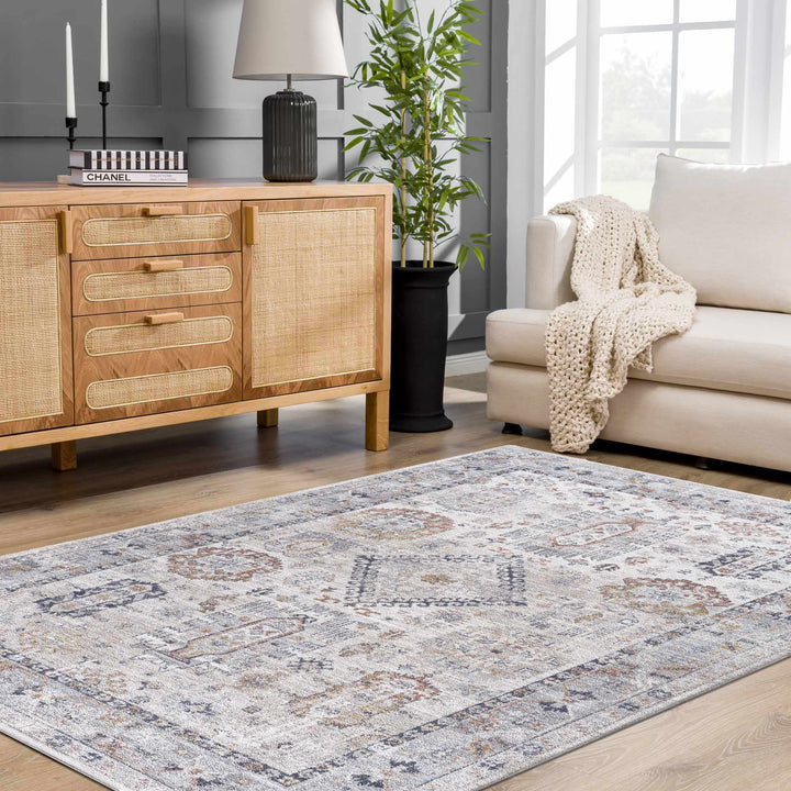 Kamau Brown And Gray Traditional Style Area Rug - The Rug Decor