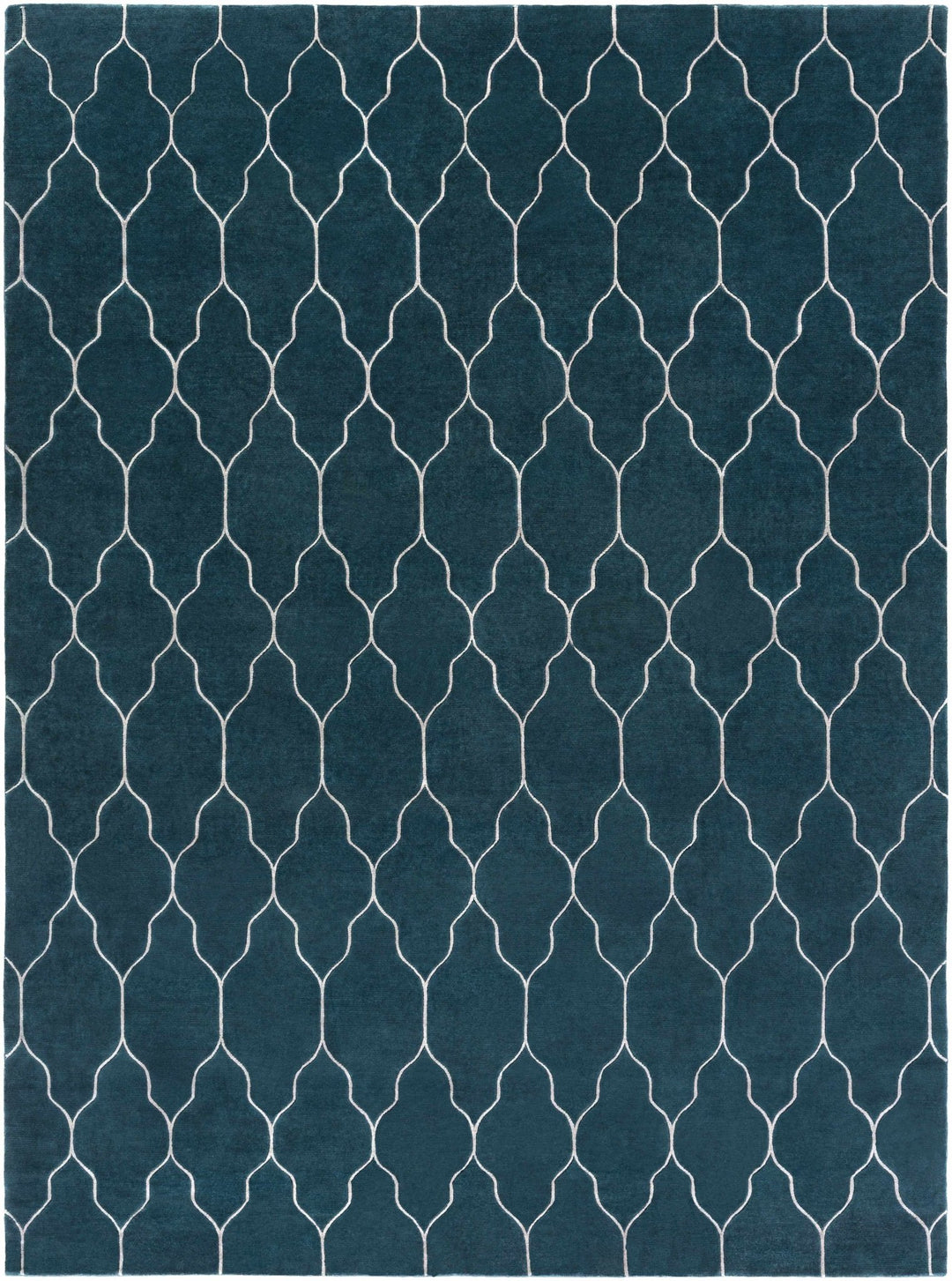 Kamay Contemporary Geometrical Teal Hand Knotted Area Rug - The Rug Decor