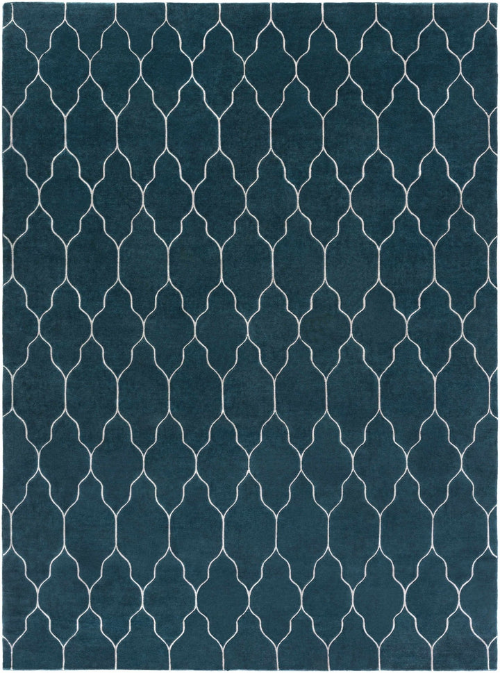 Kamay Contemporary Geometrical Teal Hand Knotted Area Rug - The Rug Decor