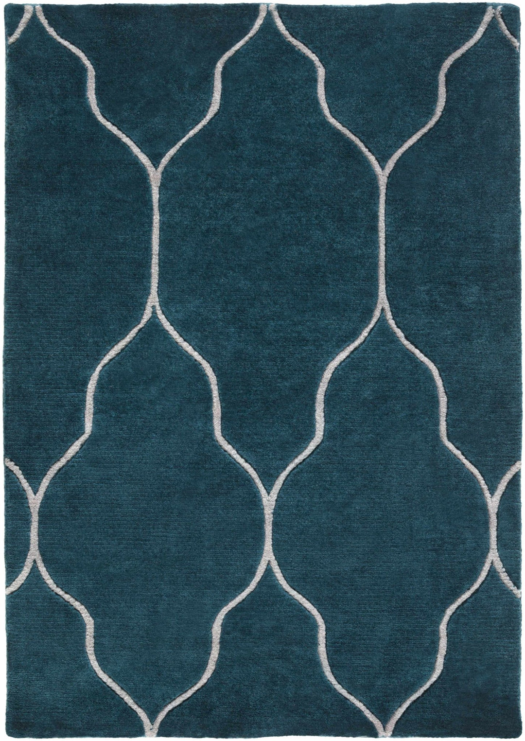 Kamay Contemporary Geometrical Teal Hand Knotted Area Rug - The Rug Decor
