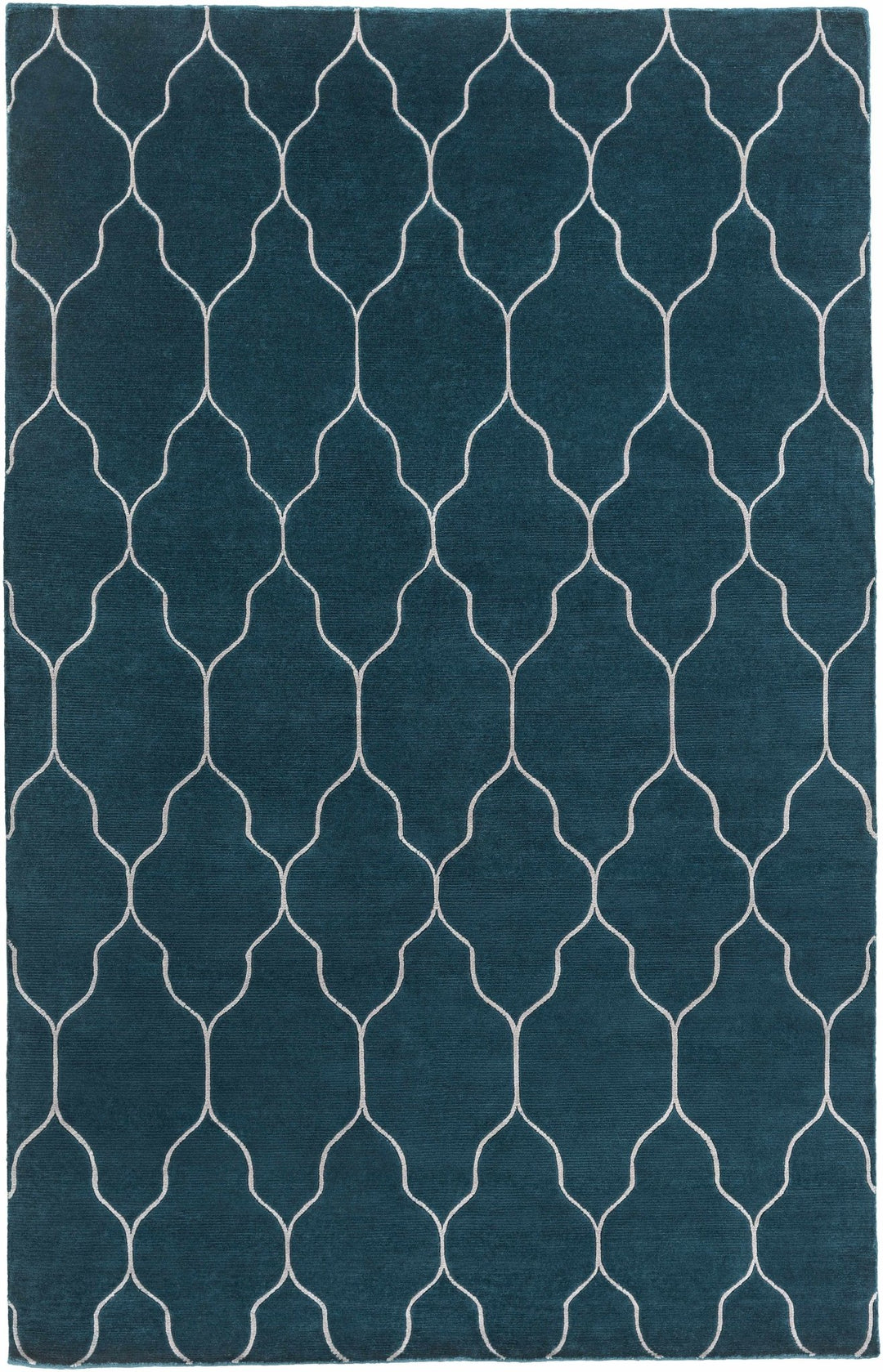Kamay Contemporary Geometrical Teal Hand Knotted Area Rug - The Rug Decor
