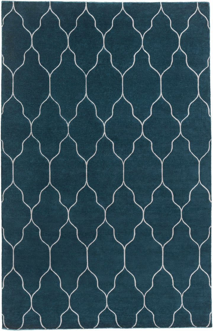Kamay Contemporary Geometrical Teal Hand Knotted Area Rug - The Rug Decor