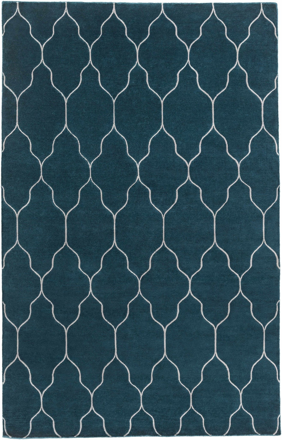 Kamay Contemporary Geometrical Teal Hand Knotted Area Rug - The Rug Decor