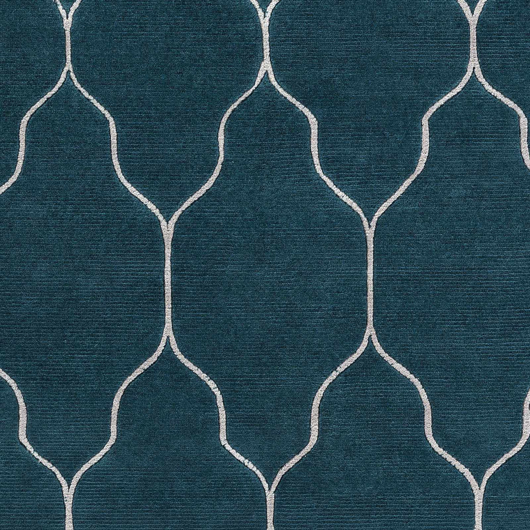 Kamay Contemporary Geometrical Teal Hand Knotted Area Rug - The Rug Decor
