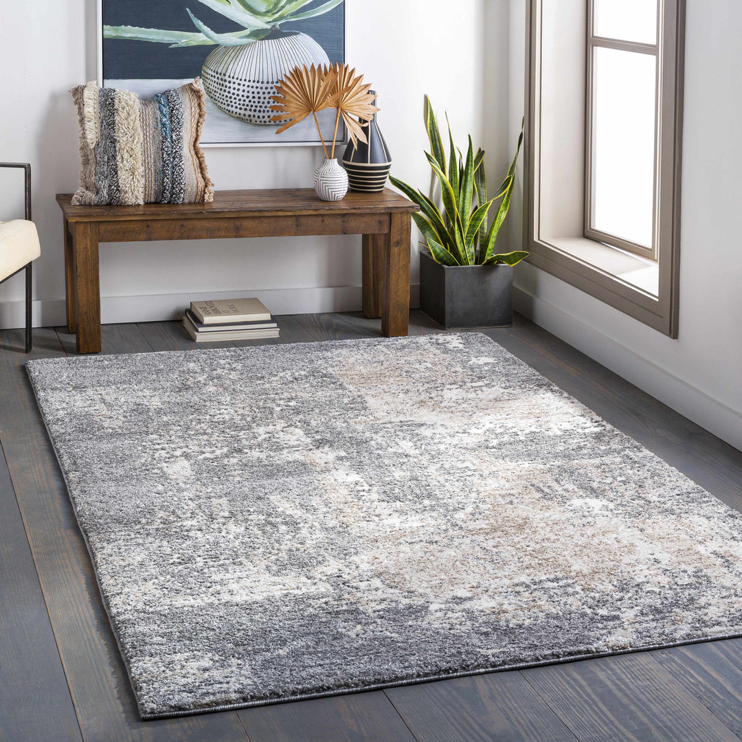 Kanwal Gray And Ivory Modern Abstract Design Area Rug