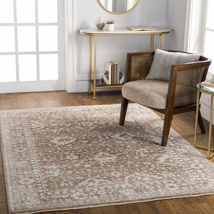 Kaongkod Traditional Style Ivory And Brown Area Rug - The Rug Decor