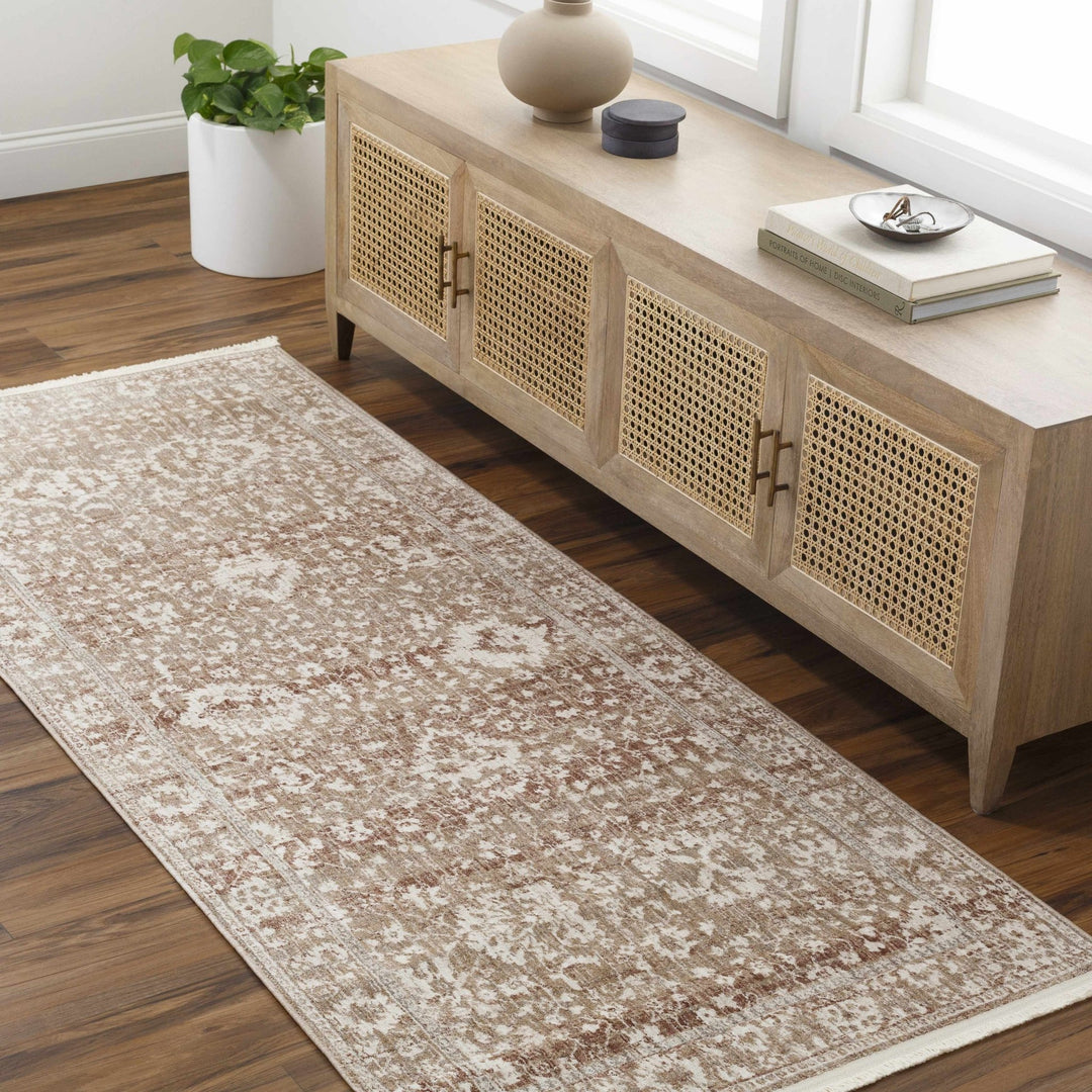 Kaongkod Traditional Style Ivory And Brown Area Rug - The Rug Decor
