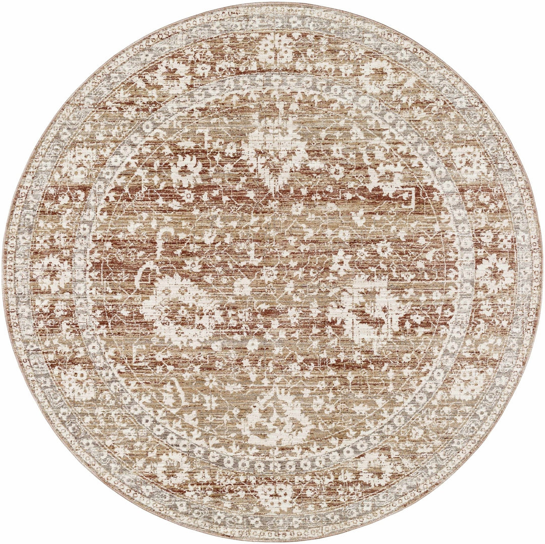 Kaongkod Traditional Style Ivory And Brown Area Rug - The Rug Decor