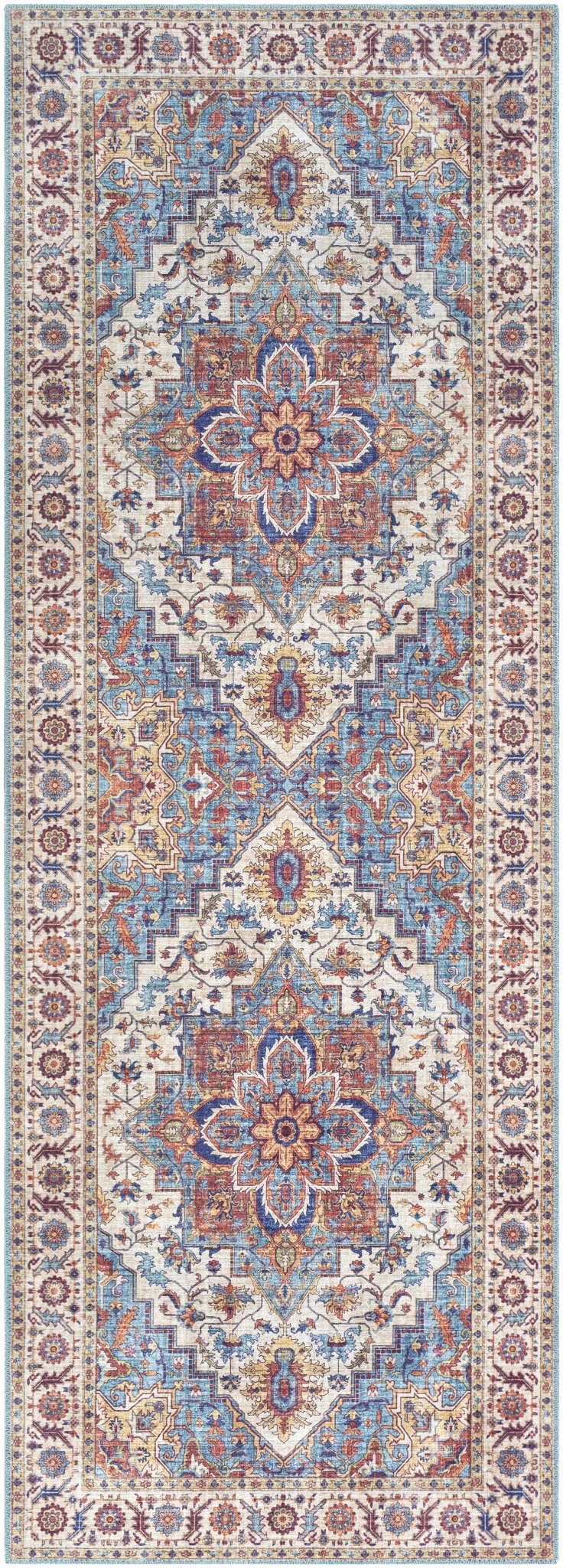 Kapaa Traditional Style Ivory And Blue Area Rug - The Rug Decor