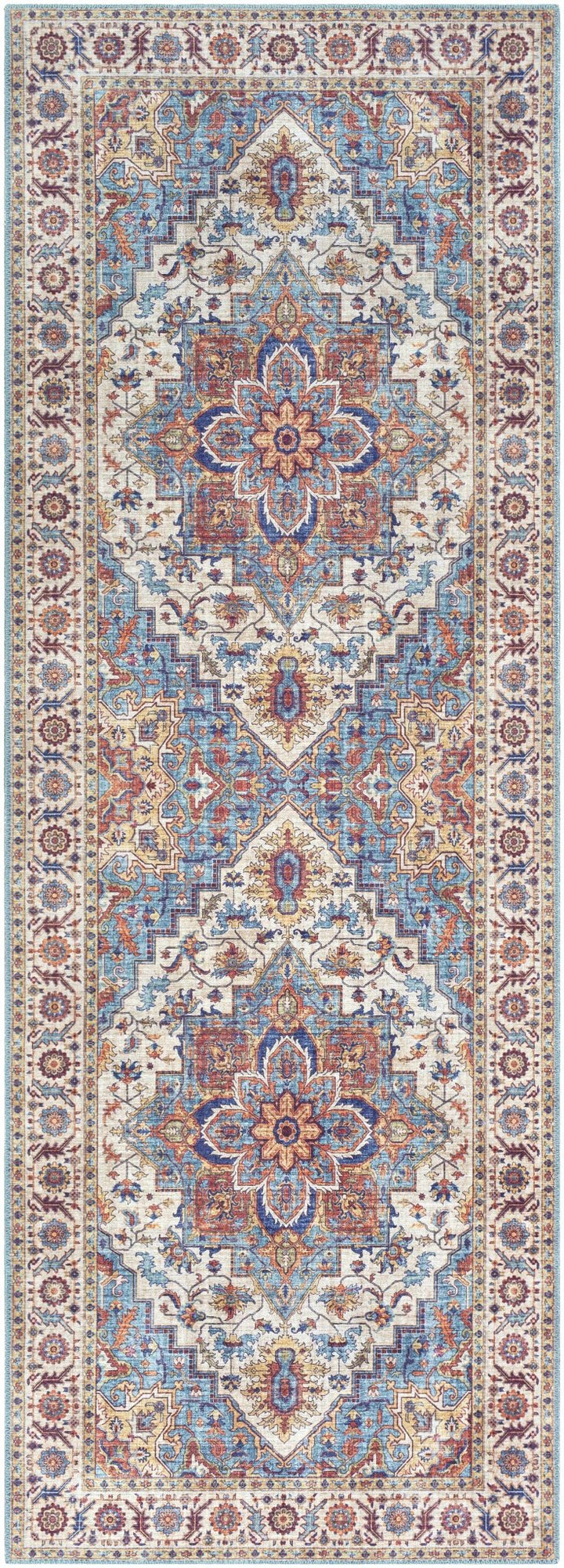 Kapaa Traditional Style Ivory And Blue Area Rug - The Rug Decor