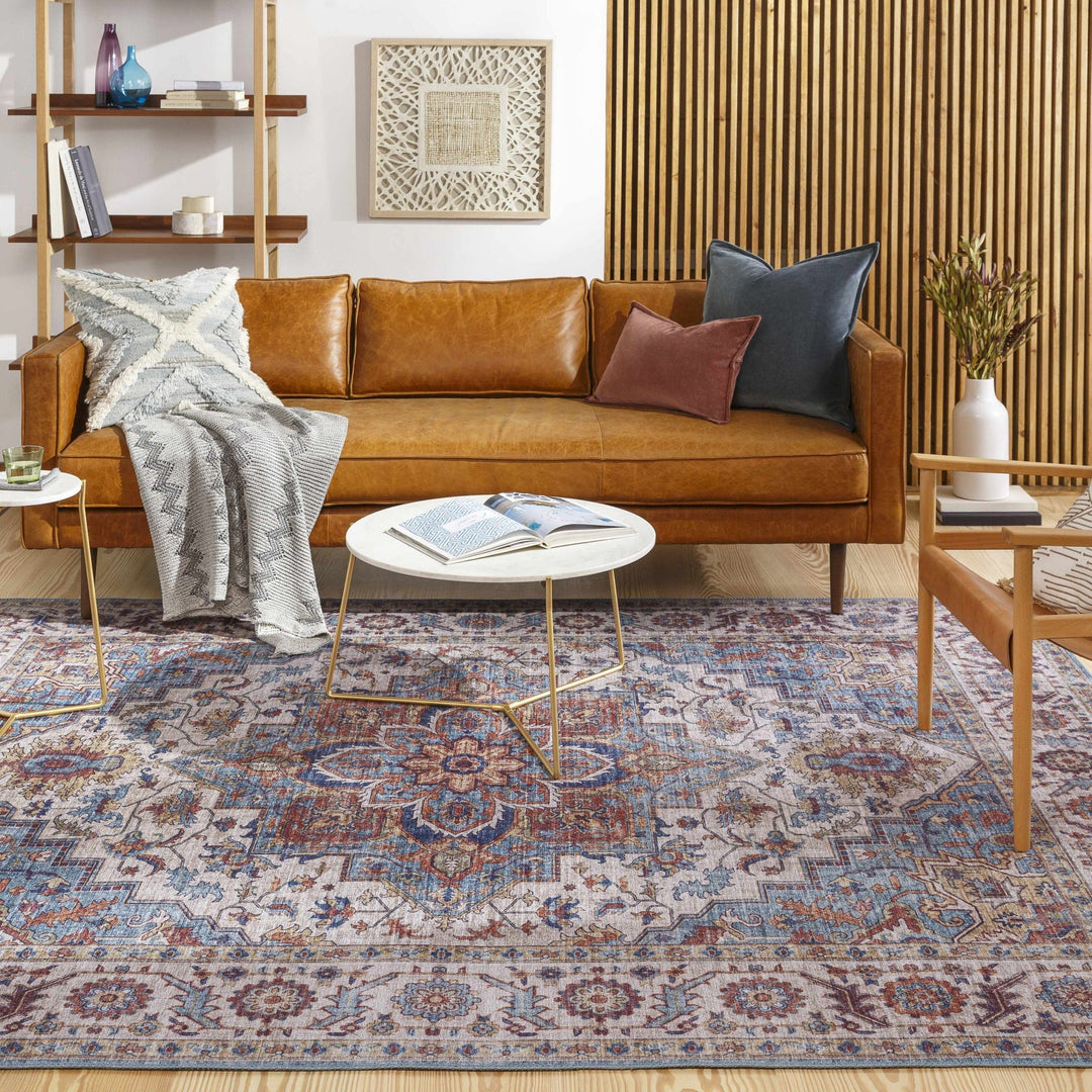 Kapaa Traditional Style Ivory And Blue Area Rug - The Rug Decor