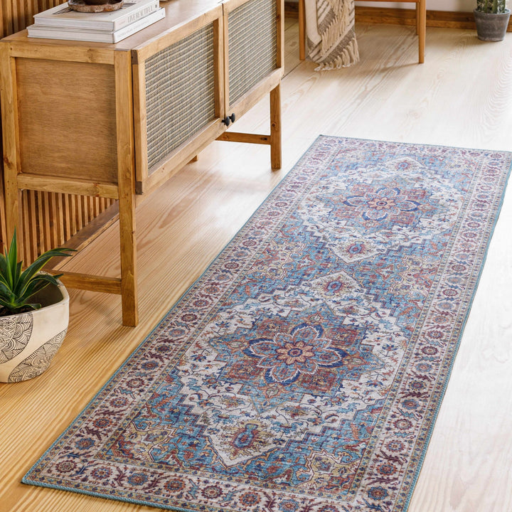 Kapaa Traditional Style Ivory And Blue Area Rug - The Rug Decor