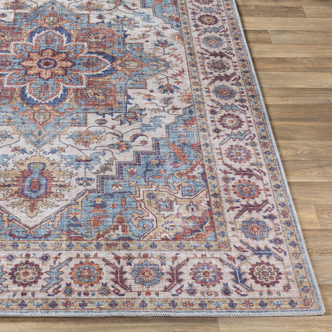 Kapaa Traditional Style Ivory And Blue Area Rug - The Rug Decor