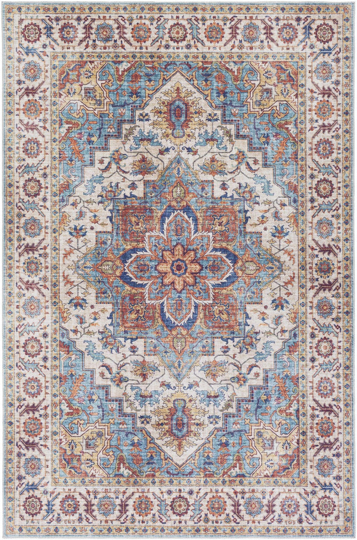 Kapaa Traditional Style Ivory And Blue Area Rug - The Rug Decor