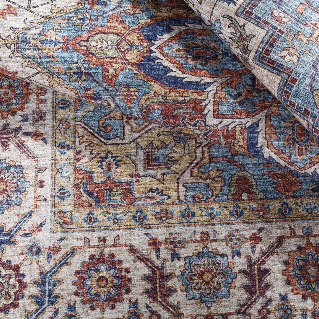 Kapaa Traditional Style Ivory And Blue Area Rug - The Rug Decor