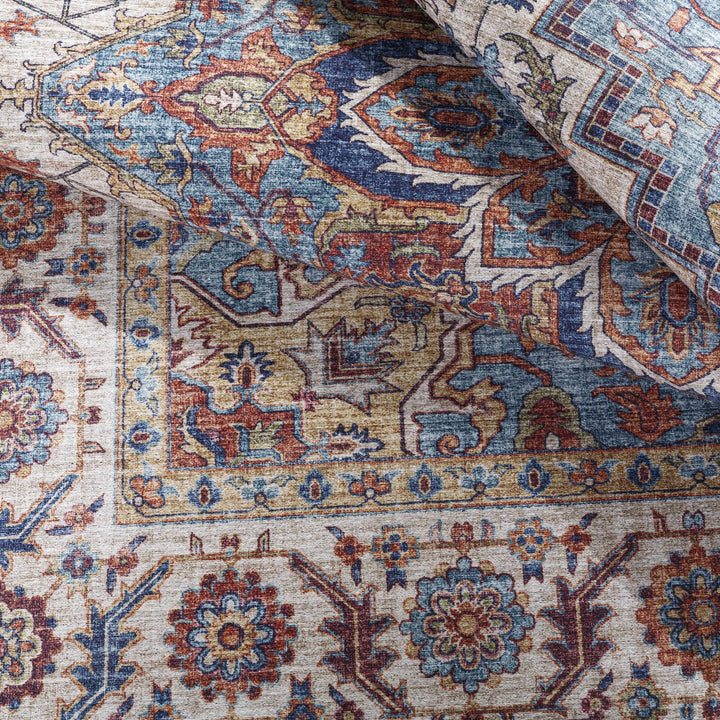 Kapaa Traditional Style Ivory And Blue Area Rug - The Rug Decor