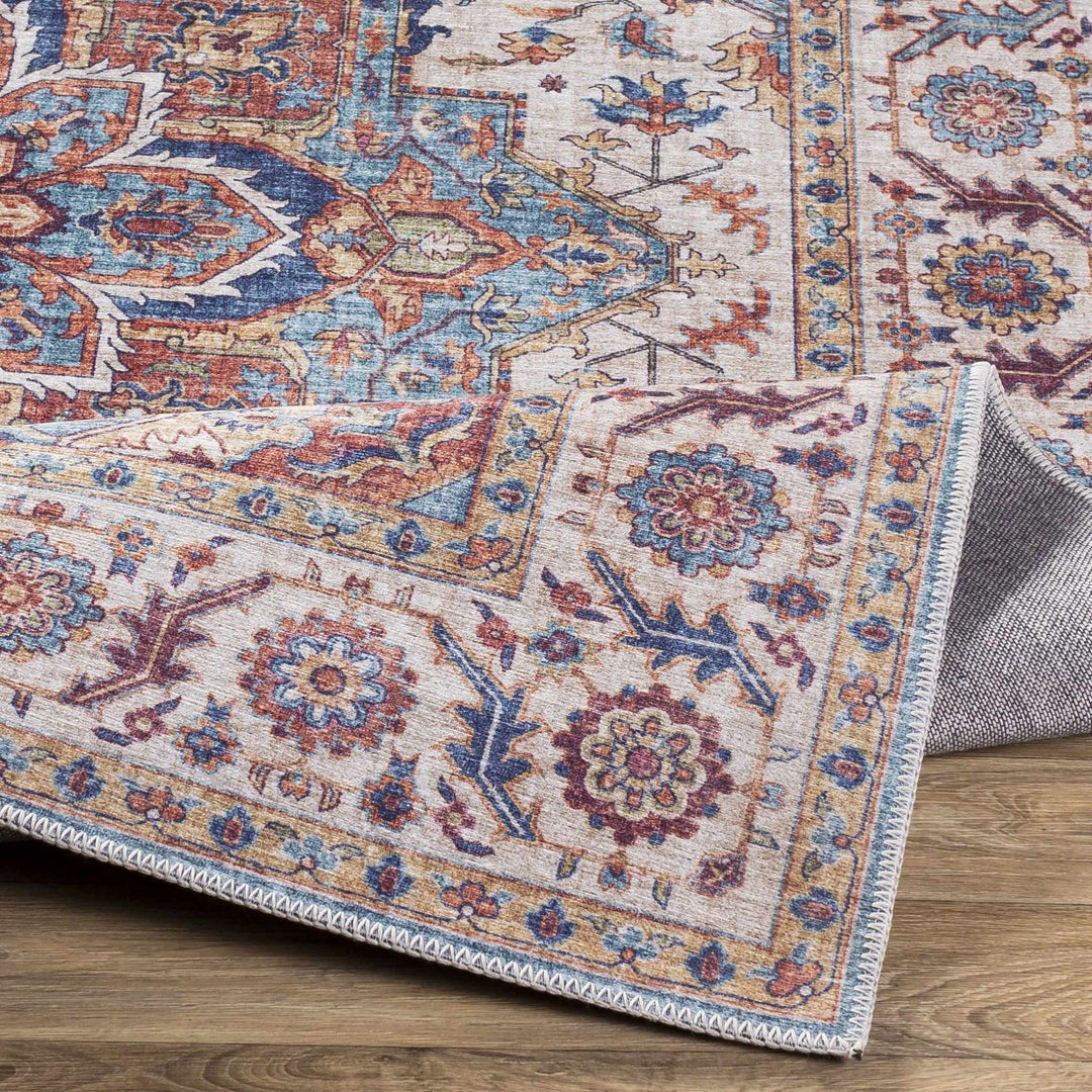 Kapaa Traditional Style Ivory And Blue Area Rug - The Rug Decor