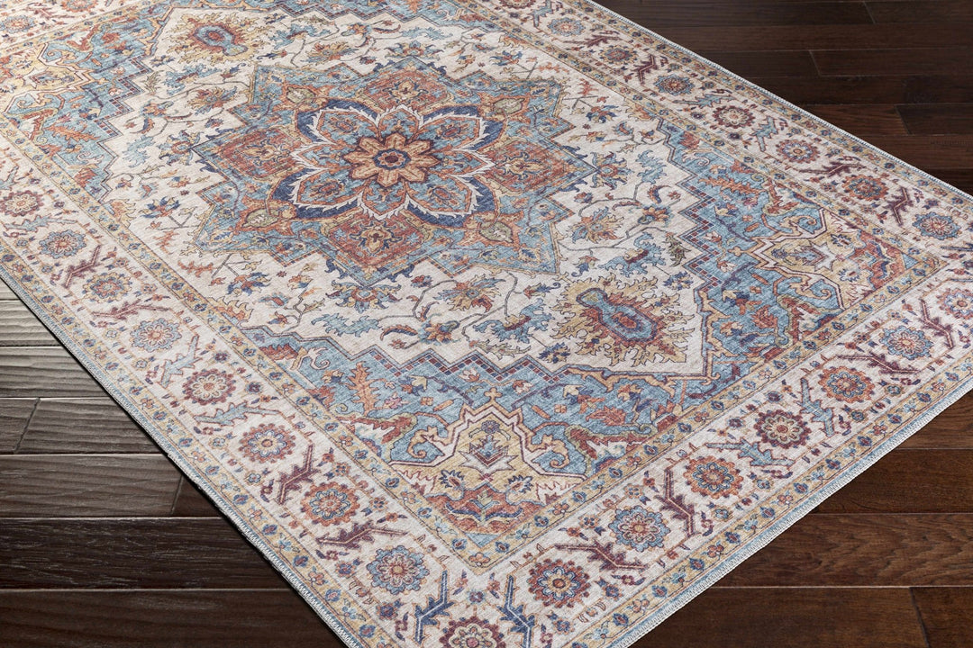 Kapaa Traditional Style Ivory And Blue Area Rug - The Rug Decor
