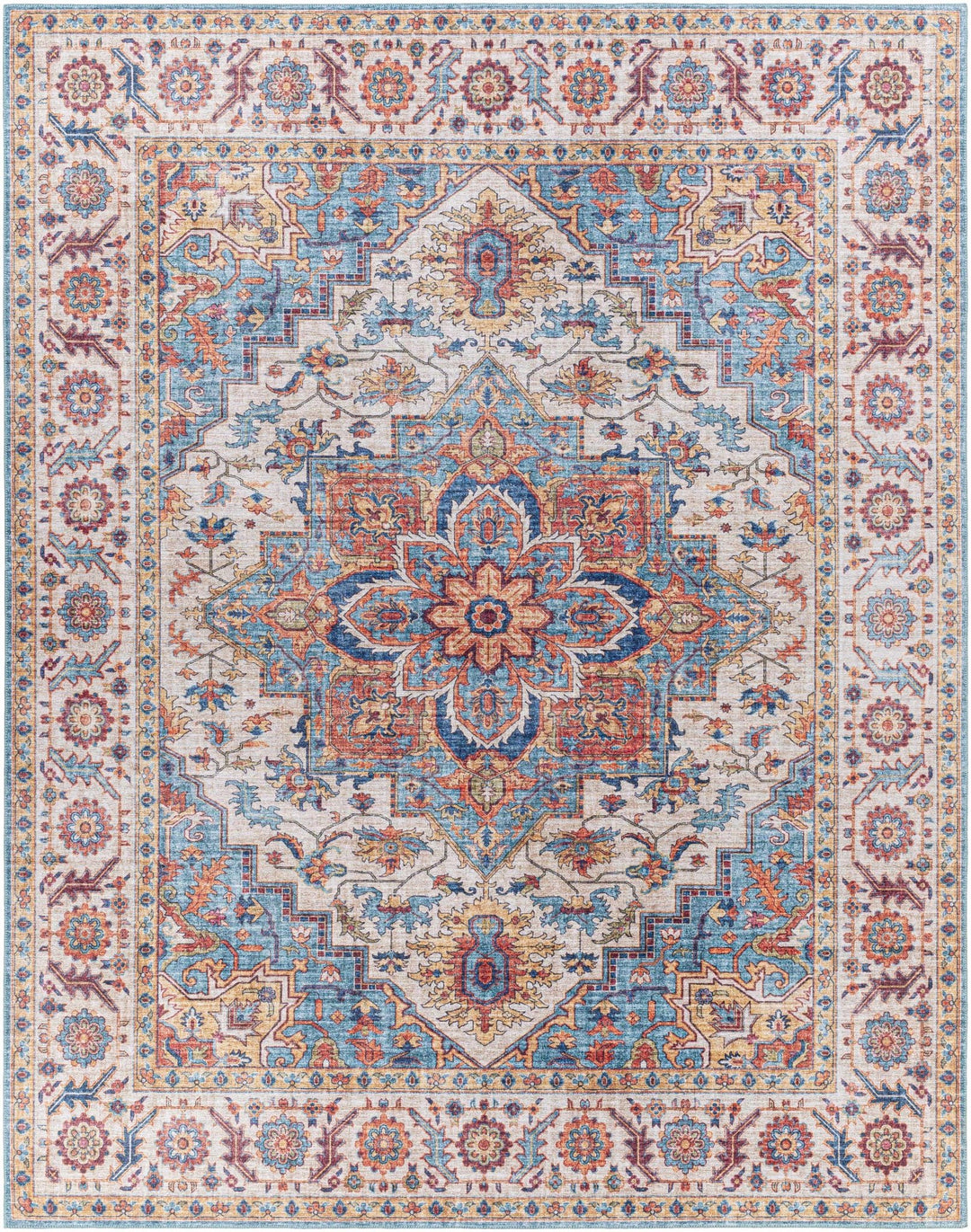 Kapaa Traditional Style Ivory And Blue Area Rug - The Rug Decor