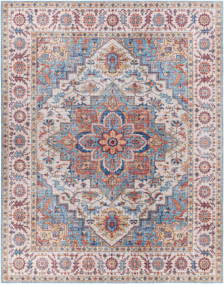 Kapaa Traditional Style Ivory And Blue Area Rug - The Rug Decor
