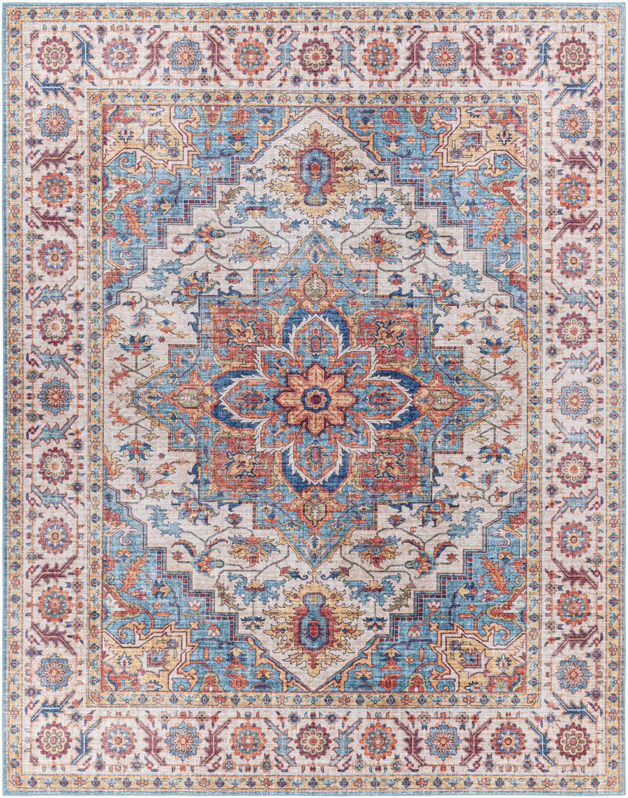 Kapaa Traditional Style Ivory And Blue Area Rug - The Rug Decor