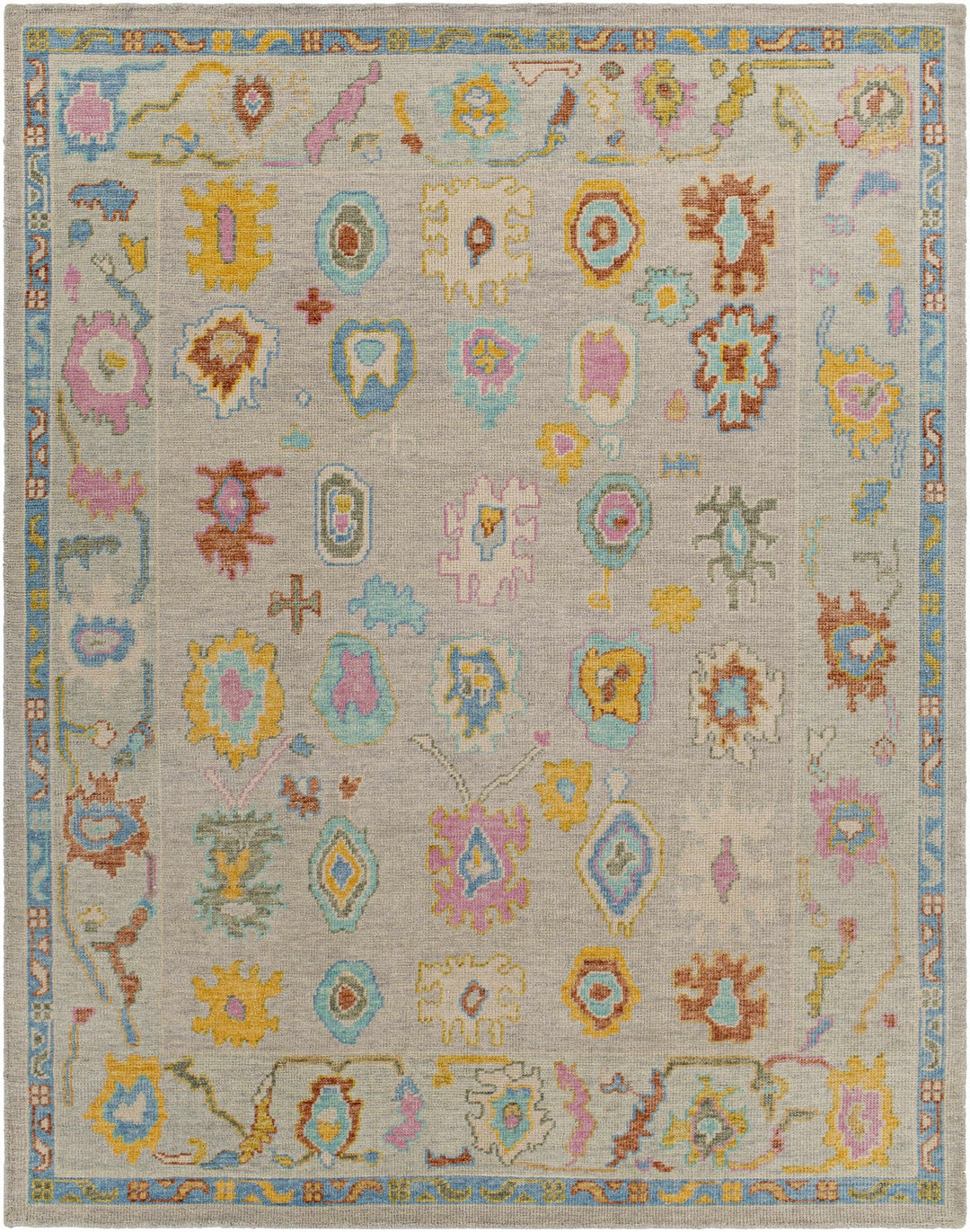 Kapaya Traditional Oushak Gray Wool Rug - The Rug Decor