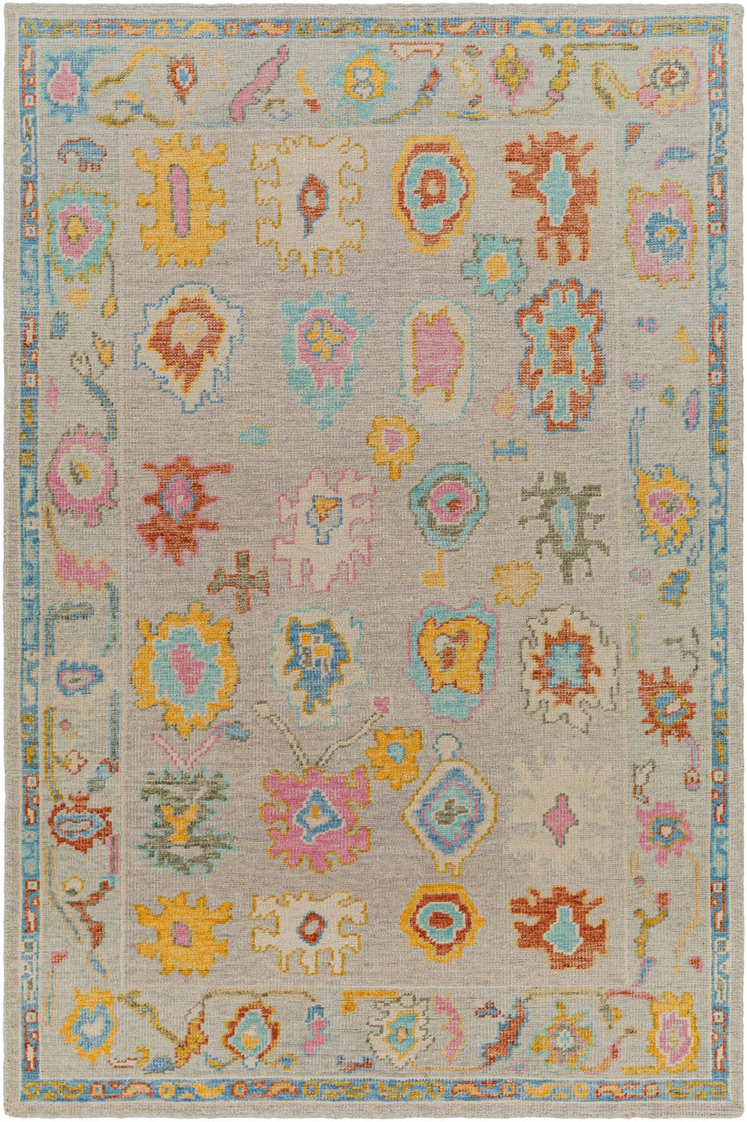 Kapaya Traditional Oushak Gray Wool Rug - The Rug Decor