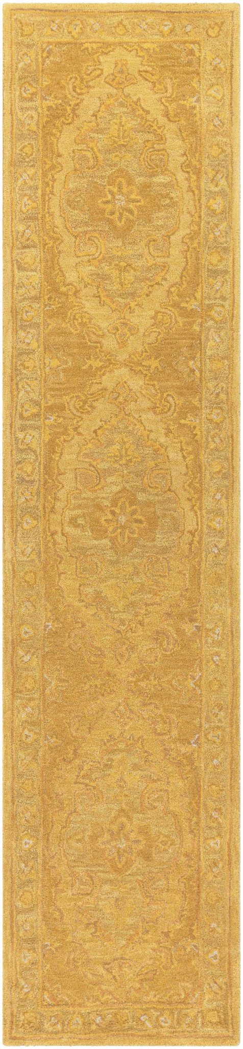 Kapowsin Traditional Medallion Mustard Wool Area Rug - The Rug Decor